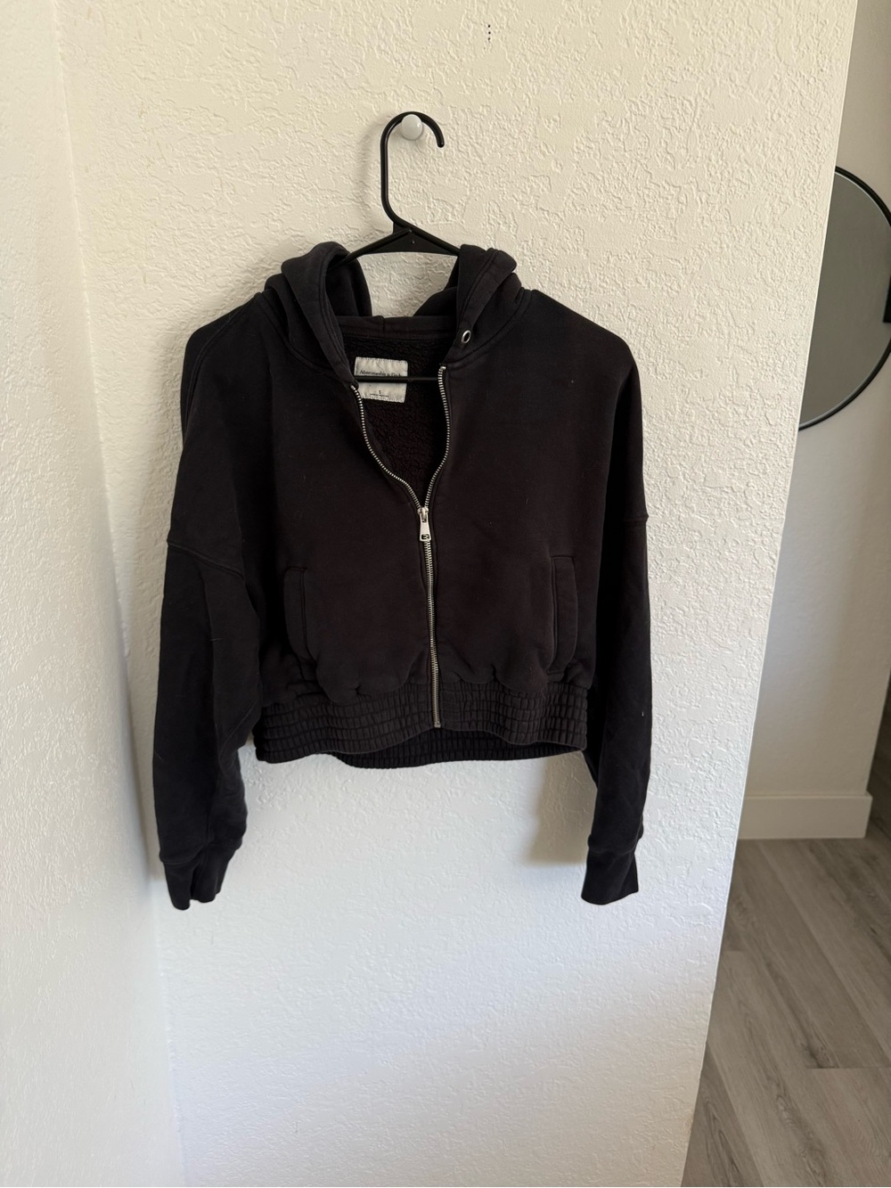 Abercrombie & Fitch Black Cropped Zip Hoodie Jacket